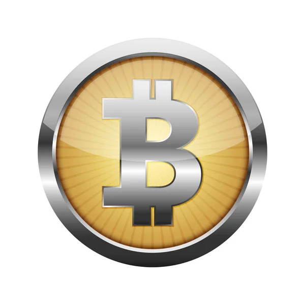 3d Bitcoin botão de moeda. Ilustração vetorial . —  Vetores de Stock