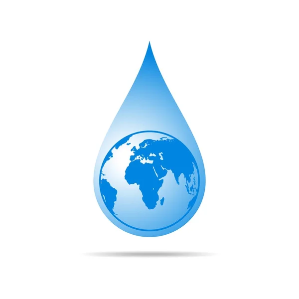 Kropla wody z mapy świata. Ilustracja wektorowa. — Wektor stockowy