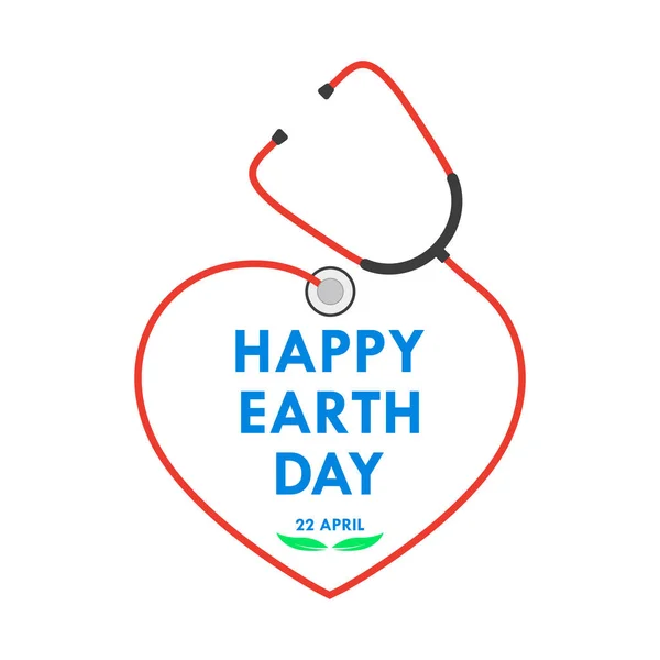 Logo del Día de la Tierra Feliz con estetoscopio. Ilustración vectorial — Vector de stock