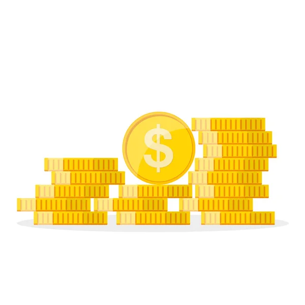 Heap of the golden dollar coins. Vector illustration. — Stock Vector