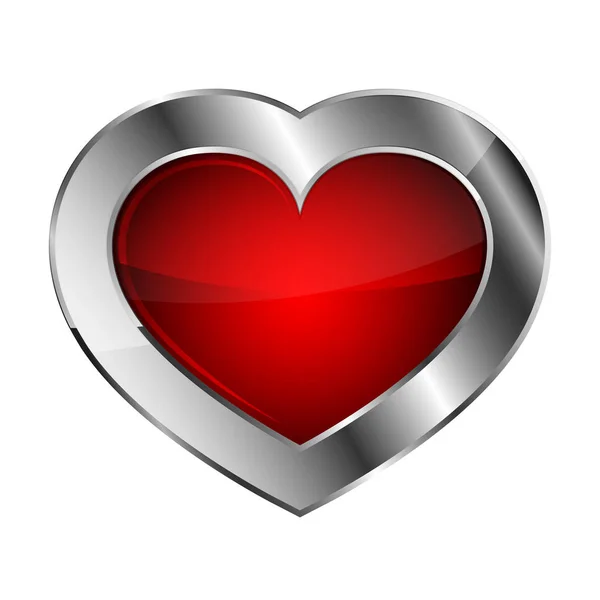 Icono de corazón plateado. Ilustración vectorial . — Vector de stock