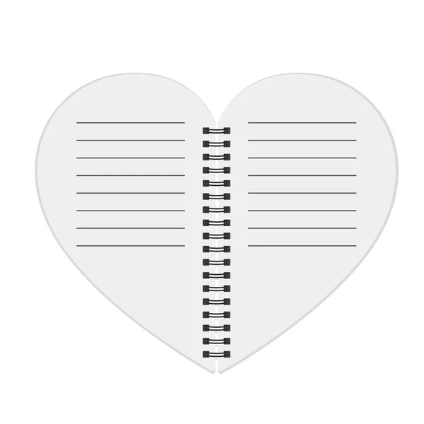 Quaderno a forma di cuore. Illustrazione vettoriale . — Vettoriale Stock