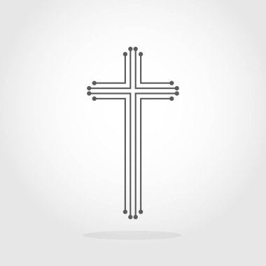 Gri Hıristiyan çapraz simgesi. Vektör çizim.