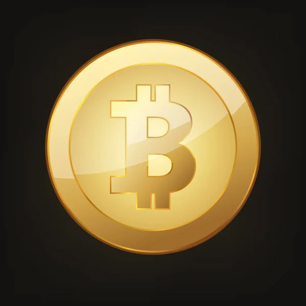 Golden Bitcoin icon. Vector illustration — Stock Vector