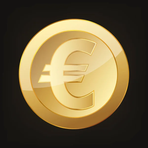 Moneda de oro en euros. Ilustración vectorial . — Vector de stock