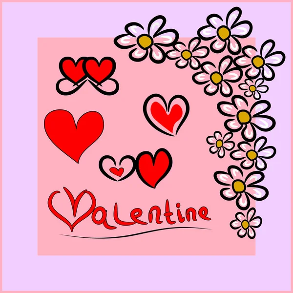 Hand getrokken kaart voor dag van de Valentijnskaart. Vectorillustratie. — Stockvector