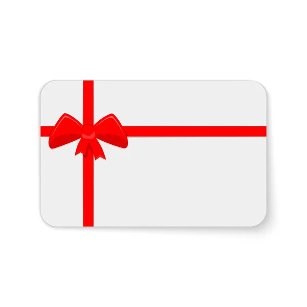 Biglietto regalo con fiocco rosso. Illustrazione vettoriale — Vettoriale Stock