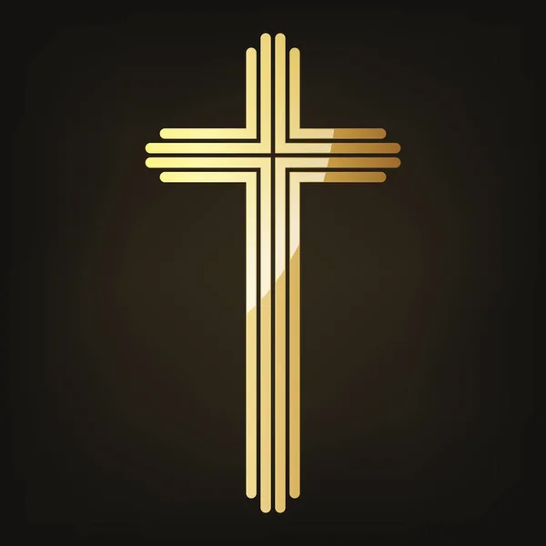 Золотой христианский крест. Векторная иллюстрация . — стоковый вектор