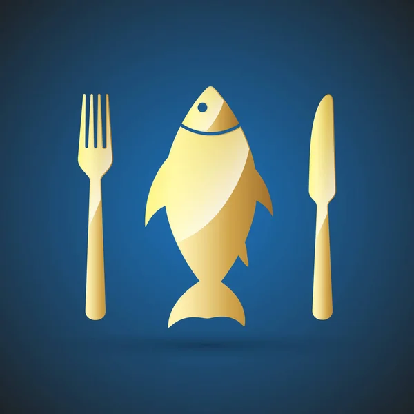 Guldfisk ikonen - restaurang symbol. Vektorillustration — Stock vektor