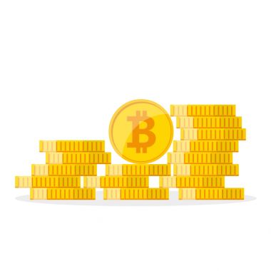 Altın bitcoins yığını. Vektör çizim.