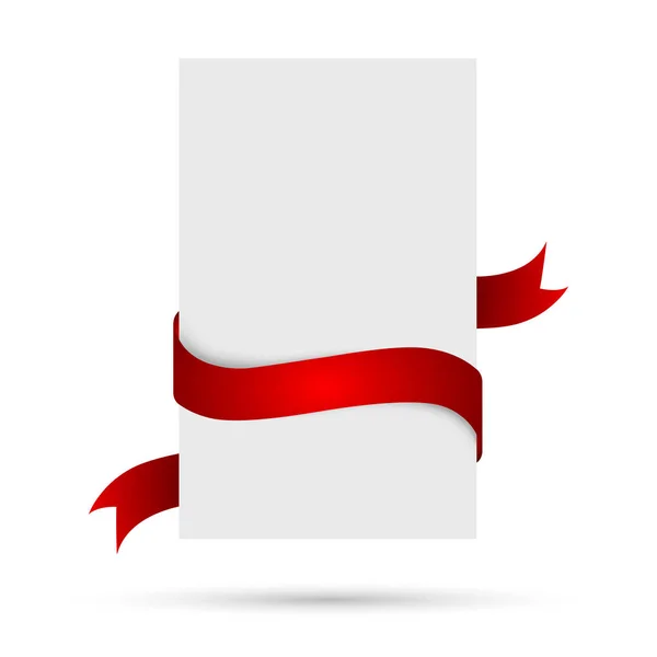 Weißes Banner mit roter Schleife. Vektorillustration. — Stockvektor