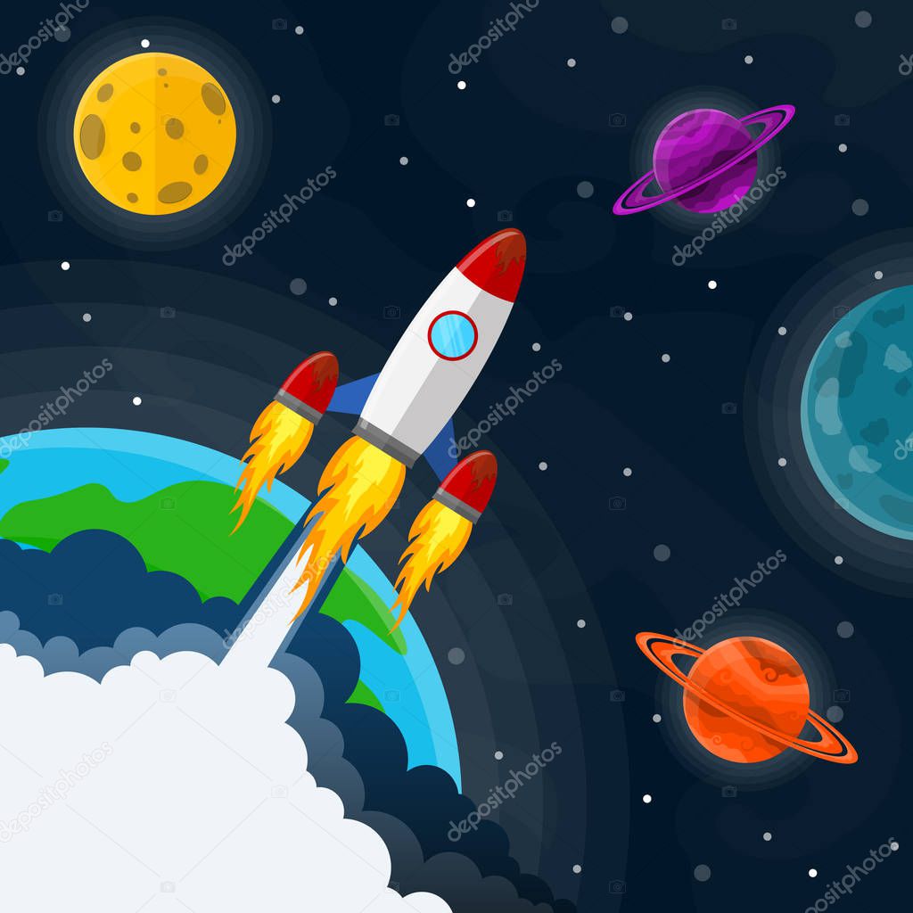Space cute background. Vector illustration