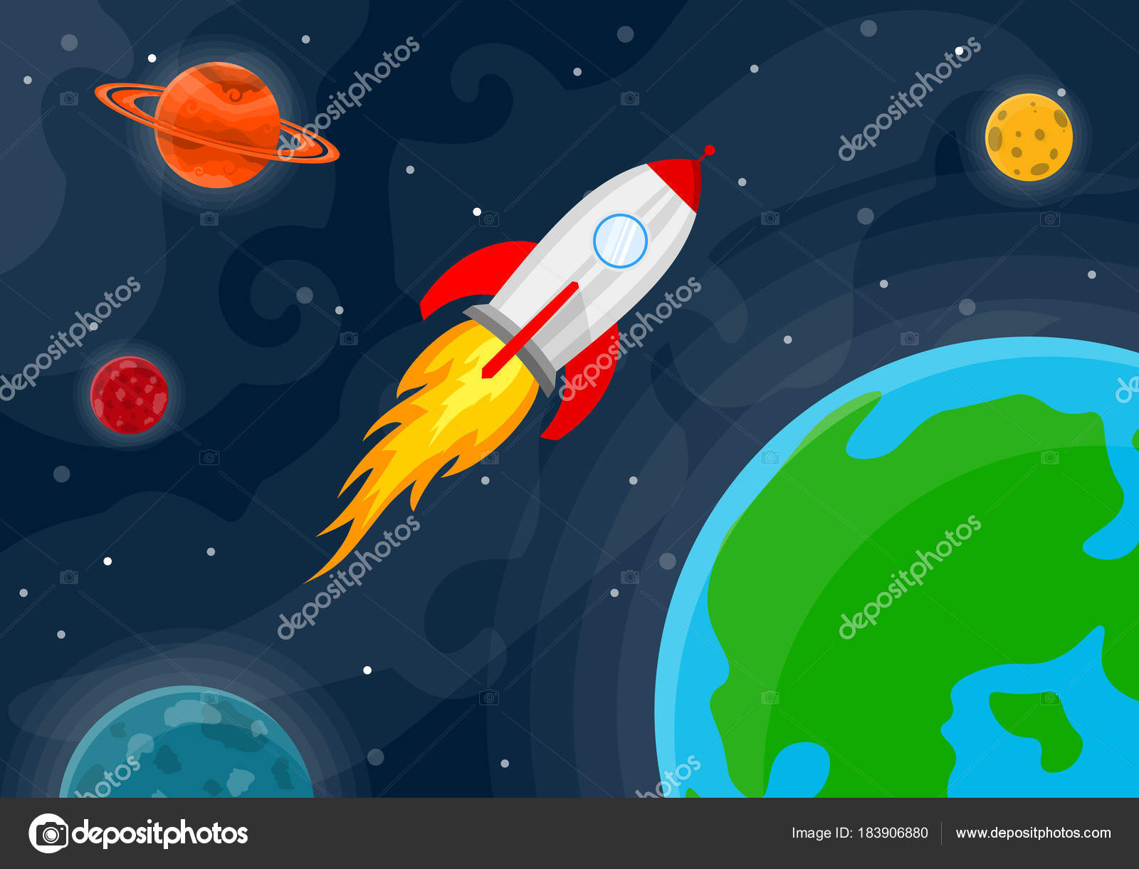 Space cute background. Vector illustration — Free Stock Vector