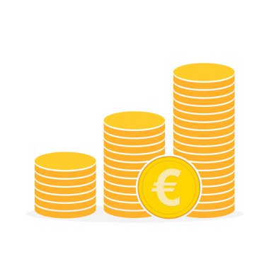 Altın euro sikke yığını. Vektör çizim.