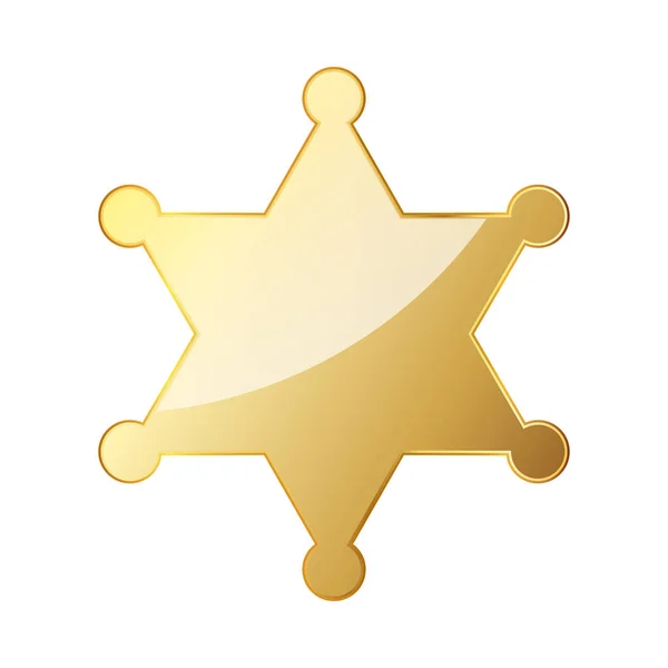 Glossy golden sheriff star. Vector illustration. — Stock Vector