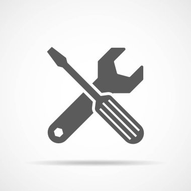 İngiliz anahtarı ve tornavida ikonu. vektör illüstrasyonu