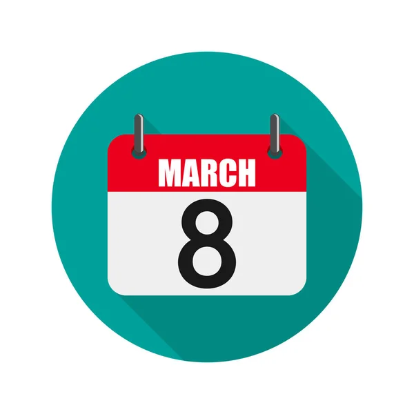 Επίπεδη εικονίδιο ημερολογίου για 8 Μαρτίου. Εικονογράφηση διάνυσμα. — Διανυσματικό Αρχείο