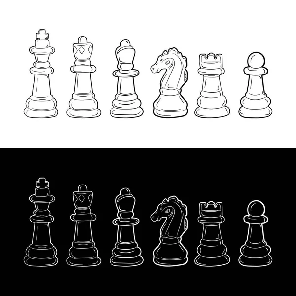 Conjunto de peças de xadrez. ilustração vetorial — Vetor de Stock