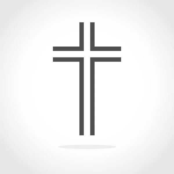 Icono gris de la cruz cristiana. Ilustración vectorial . — Vector de stock