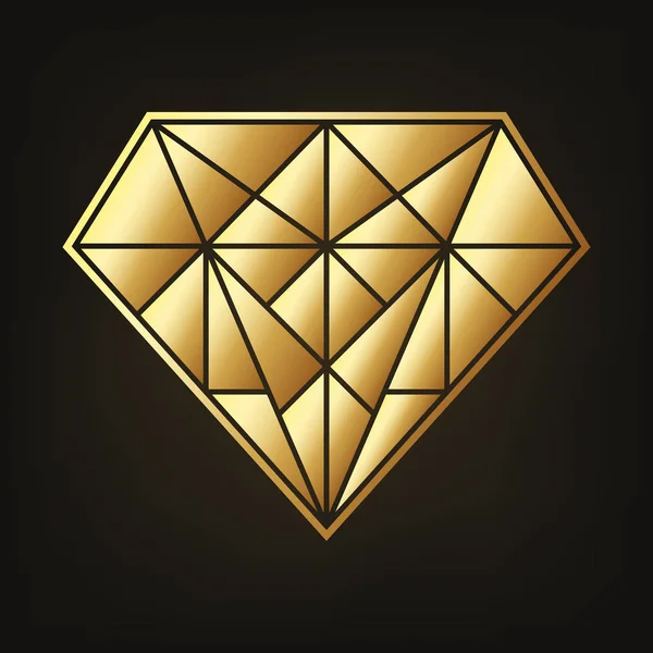 Złota ikona diamentu. ilustracja wektora — Wektor stockowy