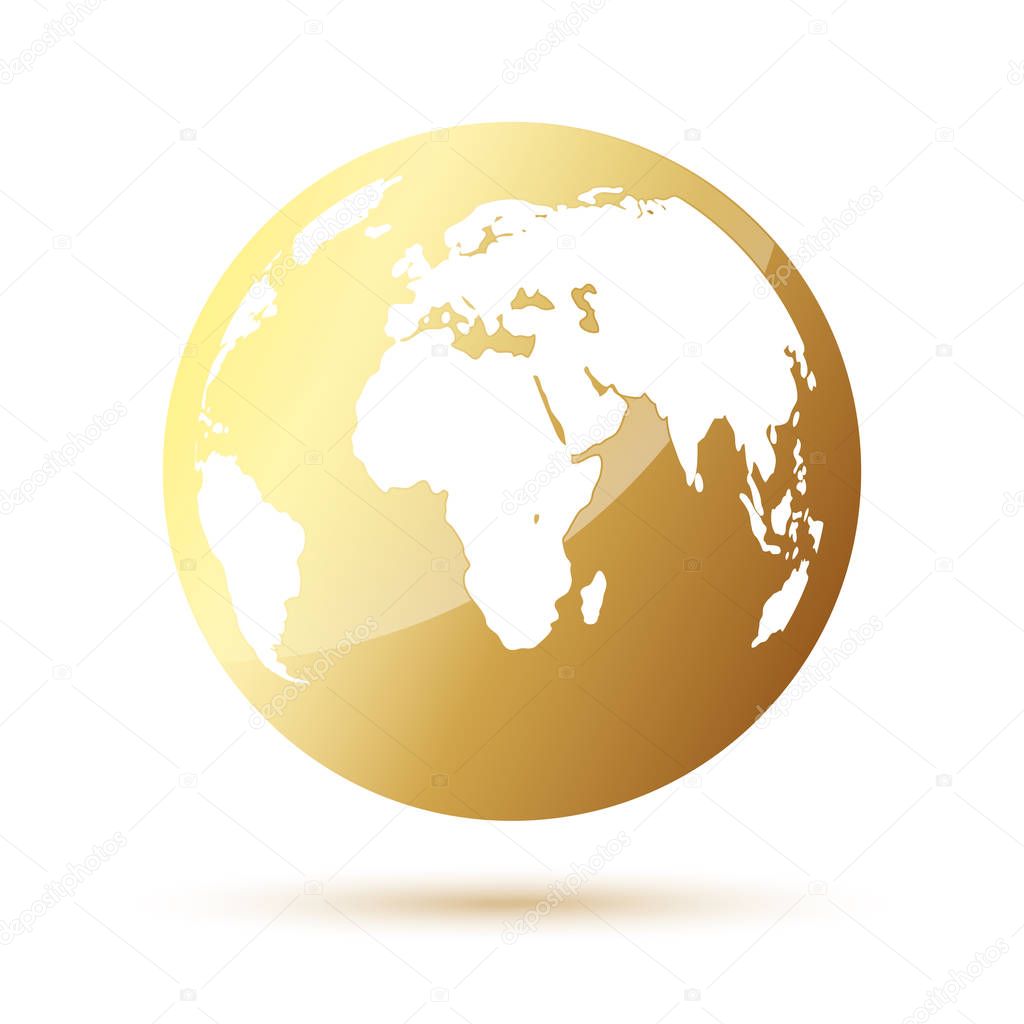 Golden globe icon. Vector illustration.