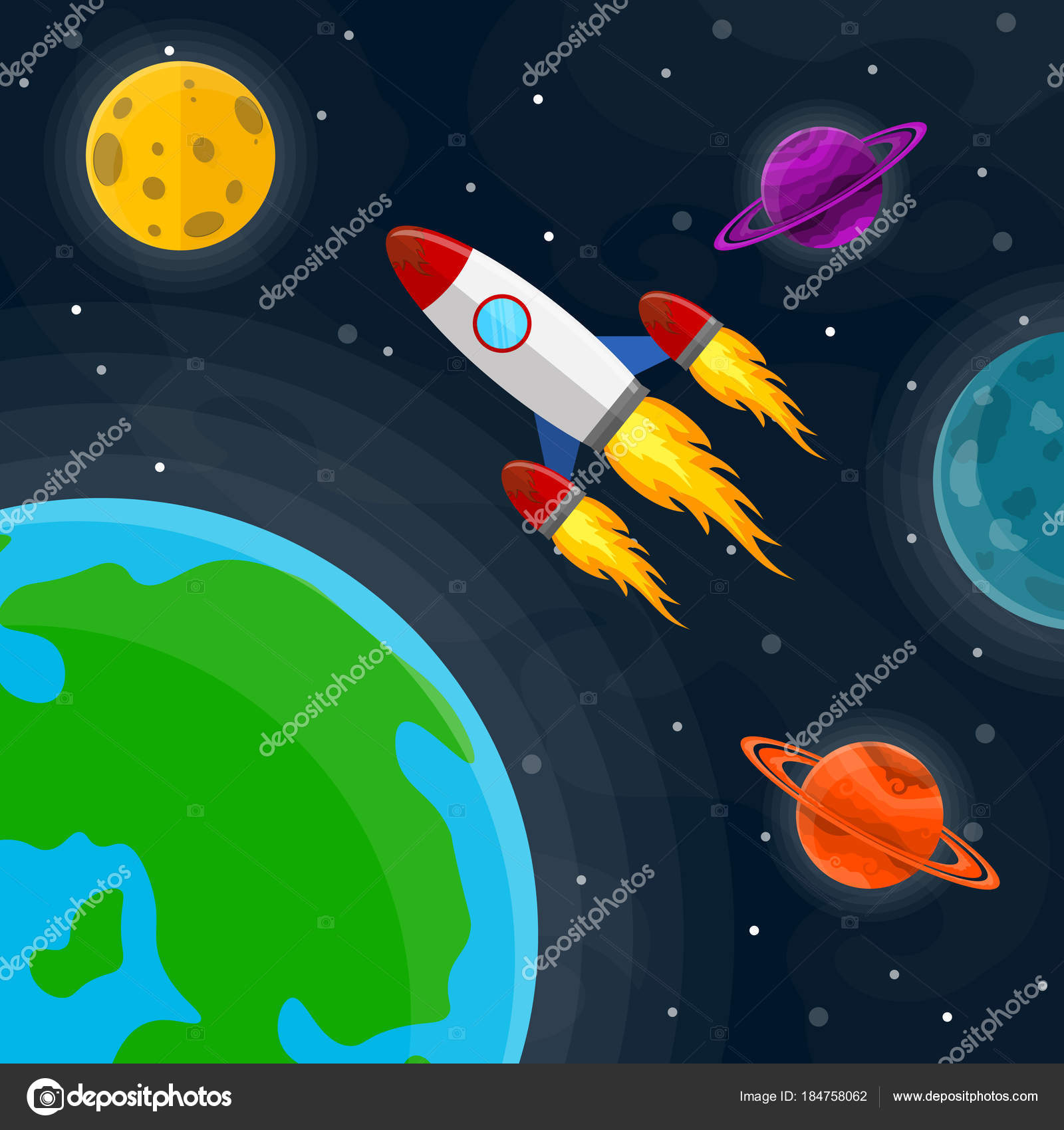 Космический Милый Фон. Векторная Иллюстрация Векторное Изображение.