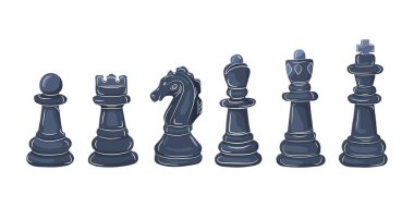 Satranç taşları kümesi. vektör çizim