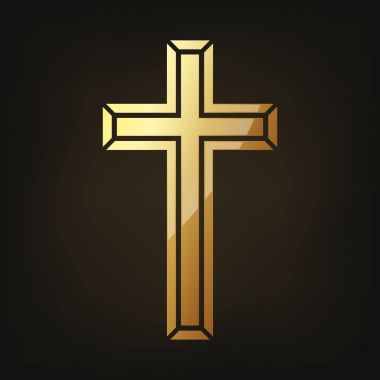 Altın Hıristiyan haçı. Vektör çizim.