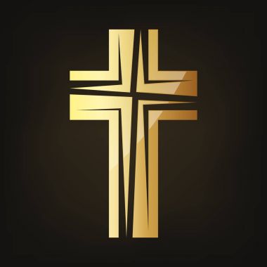 Altın Hıristiyan haçı. Vektör çizim.
