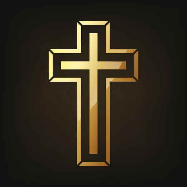 Croce cristiana d'oro. Illustrazione vettoriale . — Vettoriale Stock