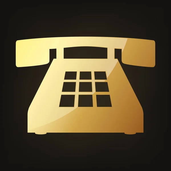 Gouden telefoonpictogram. Vectorillustratie — Stockvector