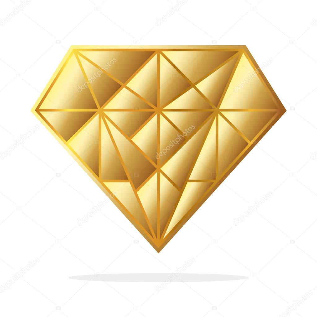 Gold diamond icon. Vector illustration