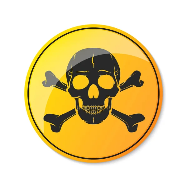 Skull and crossbones, warning icon. Vector illustration. — Stock Vector