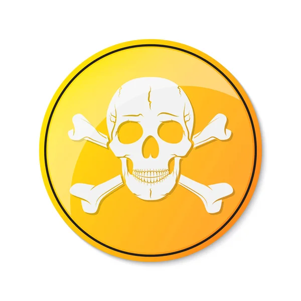 Skull and crossbones, warning icon. Vector illustration. — Stock Vector