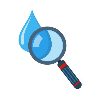 Su damlası ve Büyüteç camı. Vektör çizim