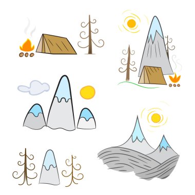 Düz doğrusal tasarım kamp kavram. Vektör çizim