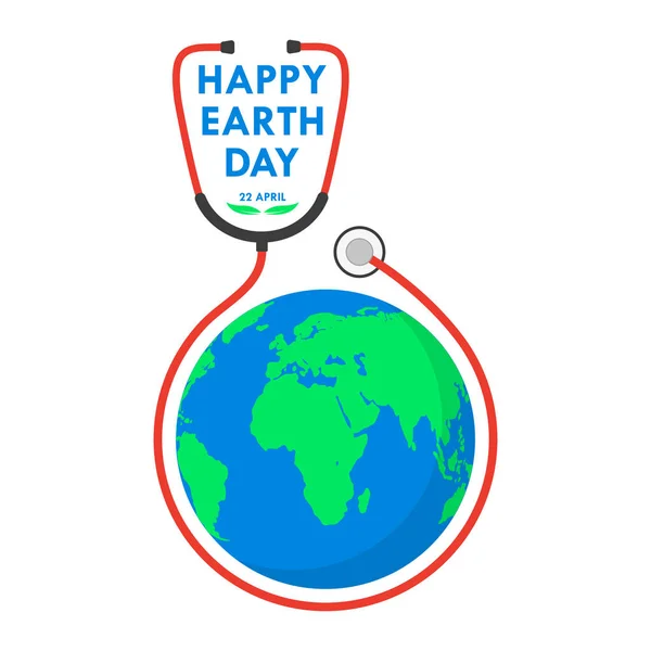 Happy dag van de aarde logo met de stethoscoop. Vectorillustratie — Stockvector