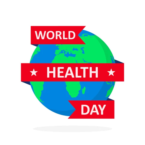 Плакат Всемирного дня здоровья с глобусом и лентой. Векторная иллюстрация . — стоковый вектор