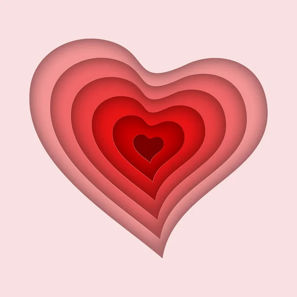 Κόκκινο καρδιά σε χαρτί κόψτε στυλ. Εικονογράφηση διάνυσμα — Διανυσματικό Αρχείο