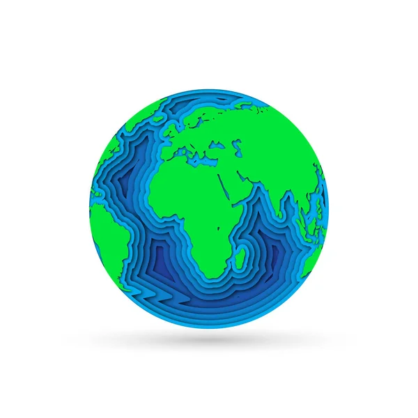 Earth planet in 3d paper cut design. Vector illustration. — Stock Vector