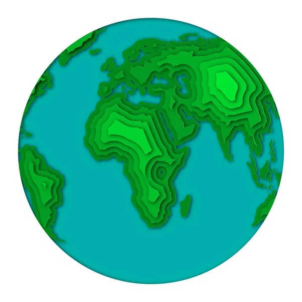 Earth planet in 3d paper cut design. Vector illustration. — Stock Vector