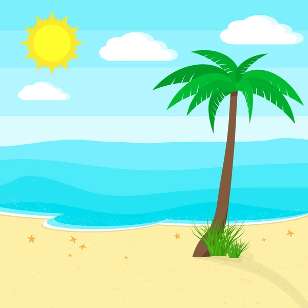 Океан і пляж. Векторні ілюстрації. Концепція подорожей або відпусток — стоковий вектор