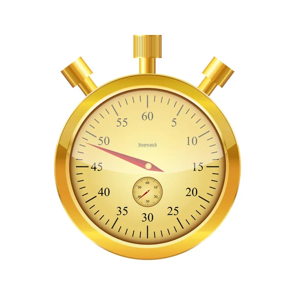 Gold glossy stopwatch. Vector illustration. — Stock Vector