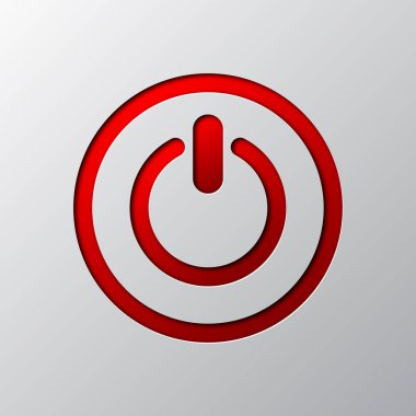 Güç düğmesi kağıttan kesilmiş. Vektör çizim