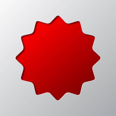 Kırmızı etiket kağıt sanatı. Vektör çizim.