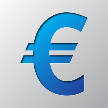 Euro para birimi simgesi kağıt sanatı. Vektör çizim.