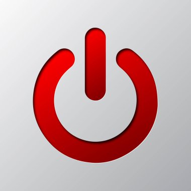 Kırmızı güç düğmesi Kağıt sanatı. Vektör çizim.