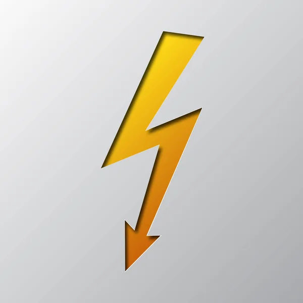 Paper art of the yellow lightning. Vector illustration. — Stock Vector