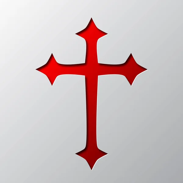 红色基督徒十字架的纸艺术。矢量插图. — 图库矢量图片