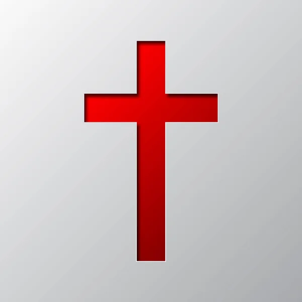 Paper art of the red Christian cross. Vector illustration. — Stock Vector